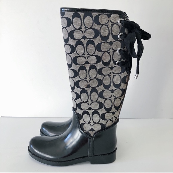 Coach Shoes - COACH "TRISTEE" Signature Logo Lace Up Rain Boots